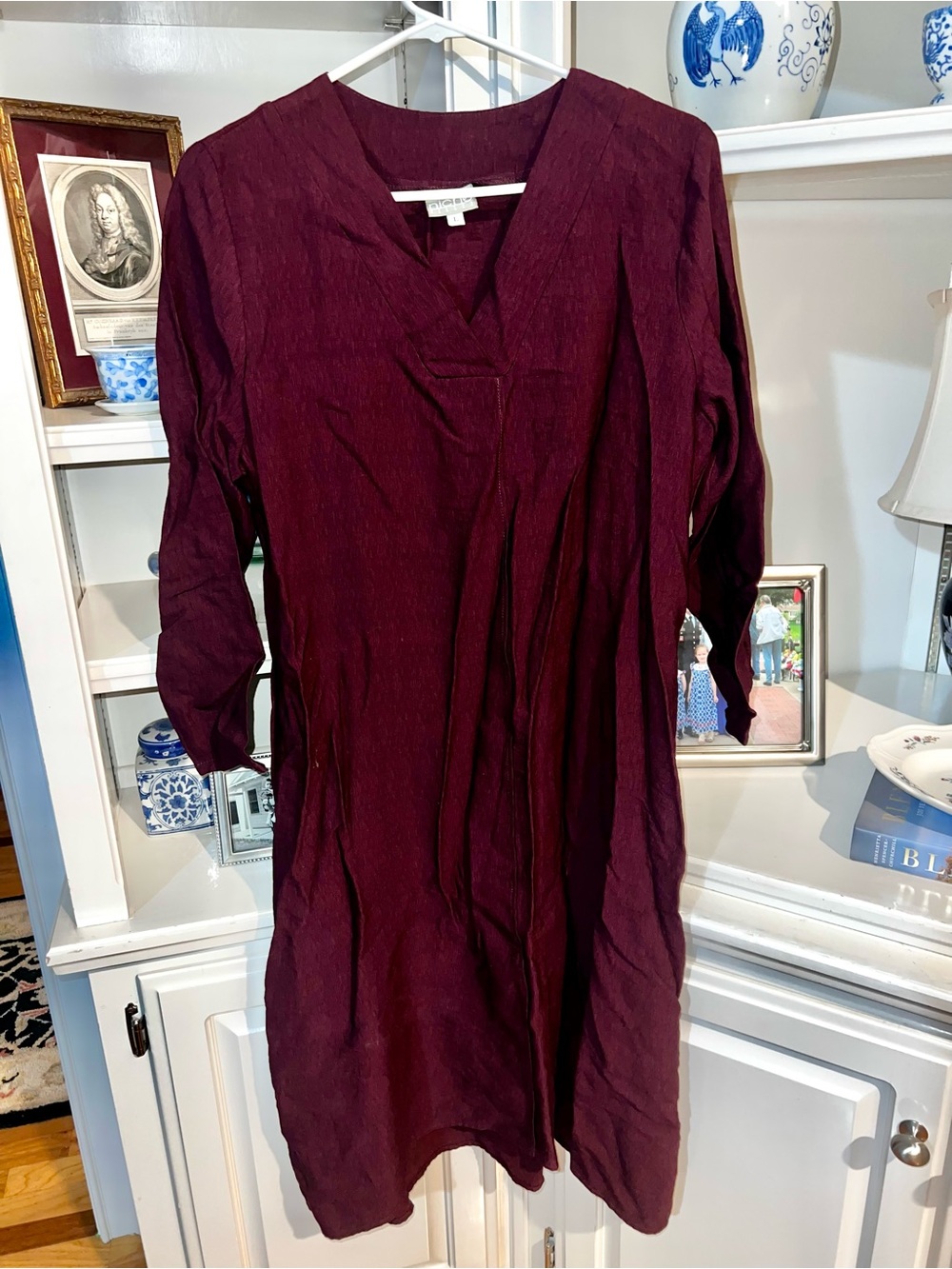 Women’s Niche Burgundy V-Neck Long Sleeve Dress